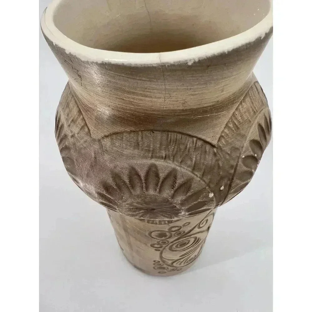 VINTAGE McCoy Vase Scandia #620 Beige Tan Taupe Pottery Butterfly Mid Century